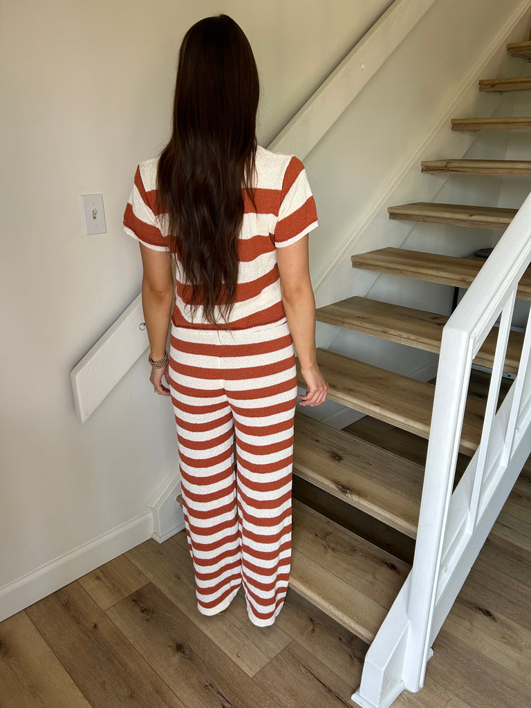 Rust Striped Lounge Set