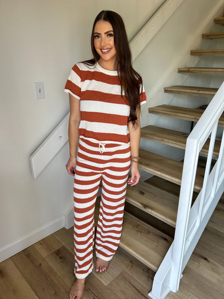 Rust Striped Lounge Set