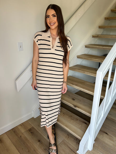 Striped Knit Midi Dress